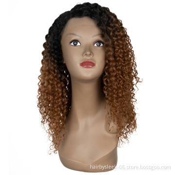 Afro Kinky Curly 24 Inch brown Synthetic HD Lace Wig Heat Resistance High Temperature Middle Part Lace Front Synthetic Hair Wigs